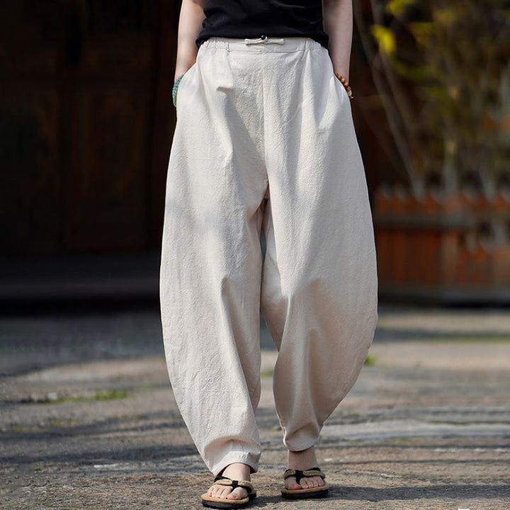 Pantalones de lino y algodón para hombre, de pierna recta, con botones de rana chinos y bolsillos, de verano, con estampado de Buddha Stones - image 10