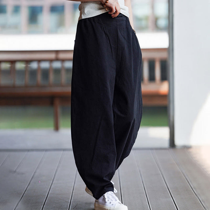 Pantalones de lino y algodón para hombre, de pierna recta, con botones de rana chinos y bolsillos, de verano, con estampado de Buddha Stones - image 22