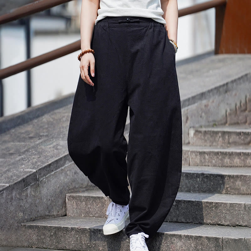 Pantalones de lino y algodón para hombre, de pierna recta, con botones de rana chinos y bolsillos, de verano, con estampado de Buddha Stones - image 19