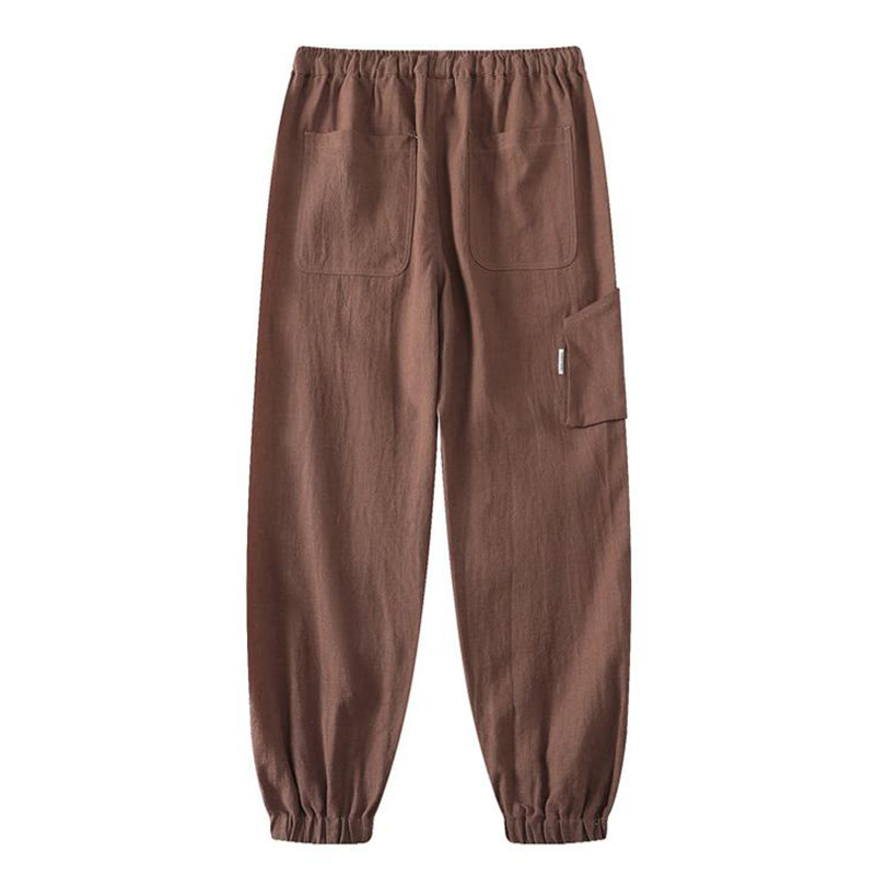 Pantalones de verano Buddha Stones de lino y algodón con ramio y puños elásticos hasta el tobillo para hombre con bolsillos - image 16