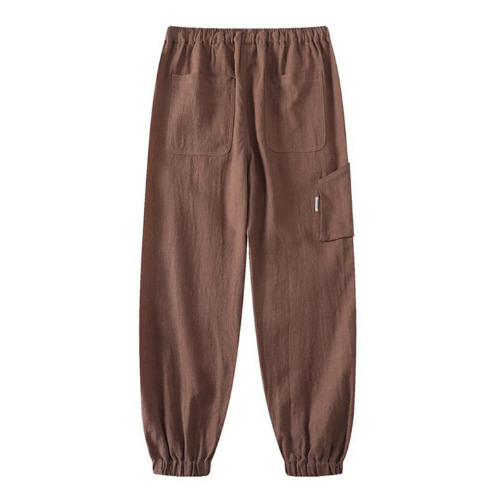 Pantalones de verano Buddha Stones de lino y algodón con ramio y puños elásticos hasta el tobillo para hombre con bolsillos - image 16