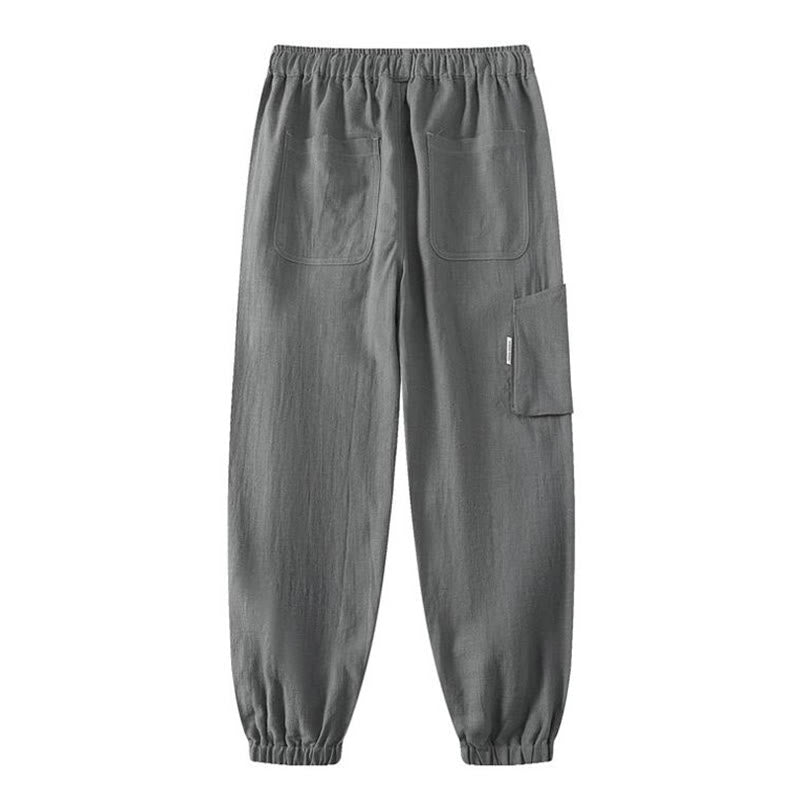 Pantalones de verano Buddha Stones de lino y algodón con ramio y puños elásticos hasta el tobillo para hombre con bolsillos - image 12