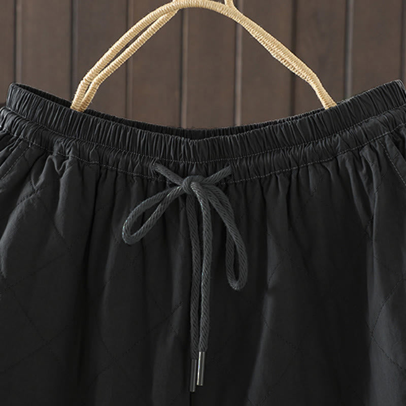 Pantalones gruesos de algodón y poliéster con estampado de rombos y Buddha Stones para mujer con bolsillos - image 13