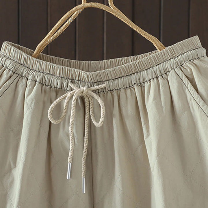Pantalones gruesos de algodón y poliéster con estampado de rombos y Buddha Stones para mujer con bolsillos - image 4