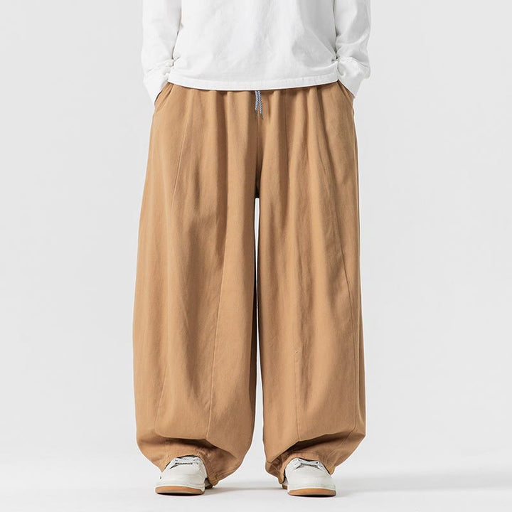 Pantalones harén de algodón con cintura elástica y bolsillos para hombre, color liso, con estampado de Buddha Stones - vara de oro - US/UK/AU46, EU56 (5XL) - image 7