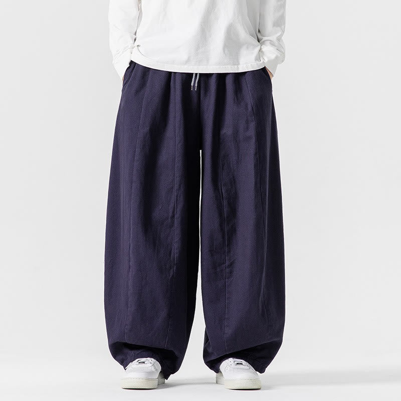 Pantalones harén de algodón con cintura elástica y bolsillos para hombre, color liso, con estampado de Buddha Stones - Azul acero - US/UK/AU46, EU56 (5XL) - image 31