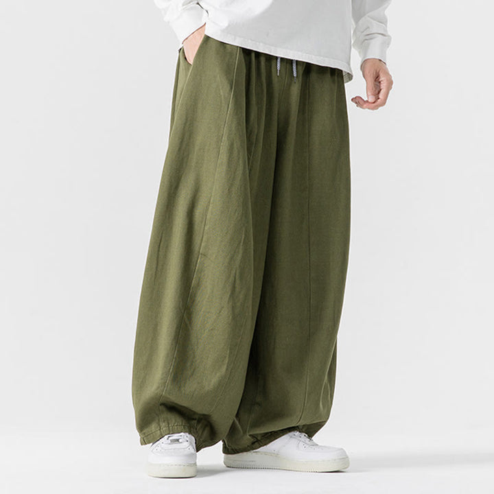 Pantalones harén de algodón con cintura elástica y bolsillos para hombre, color liso, con estampado de Buddha Stones - image 4