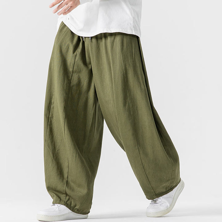 Pantalones harén de algodón con cintura elástica y bolsillos para hombre, color liso, con estampado de Buddha Stones - image 2