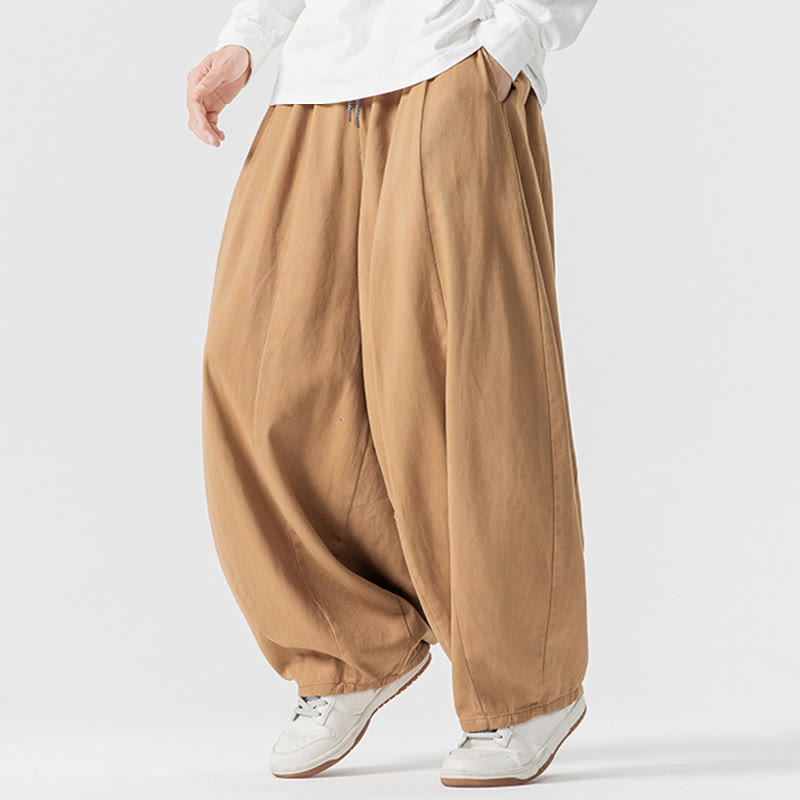 Pantalones harén de algodón con cintura elástica y bolsillos para hombre, color liso, con estampado de Buddha Stones - image 14