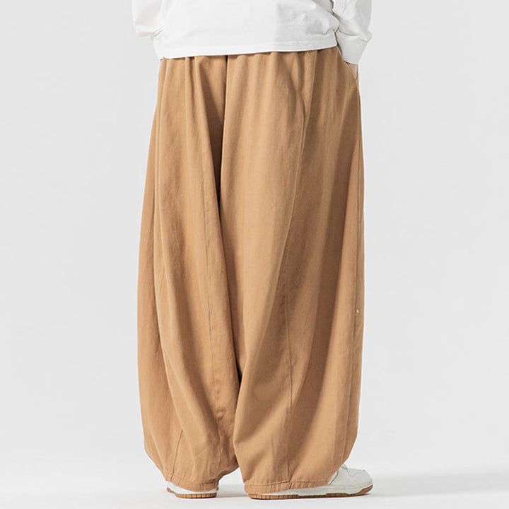 Pantalones harén de algodón con cintura elástica y bolsillos para hombre, color liso, con estampado de Buddha Stones - image 10