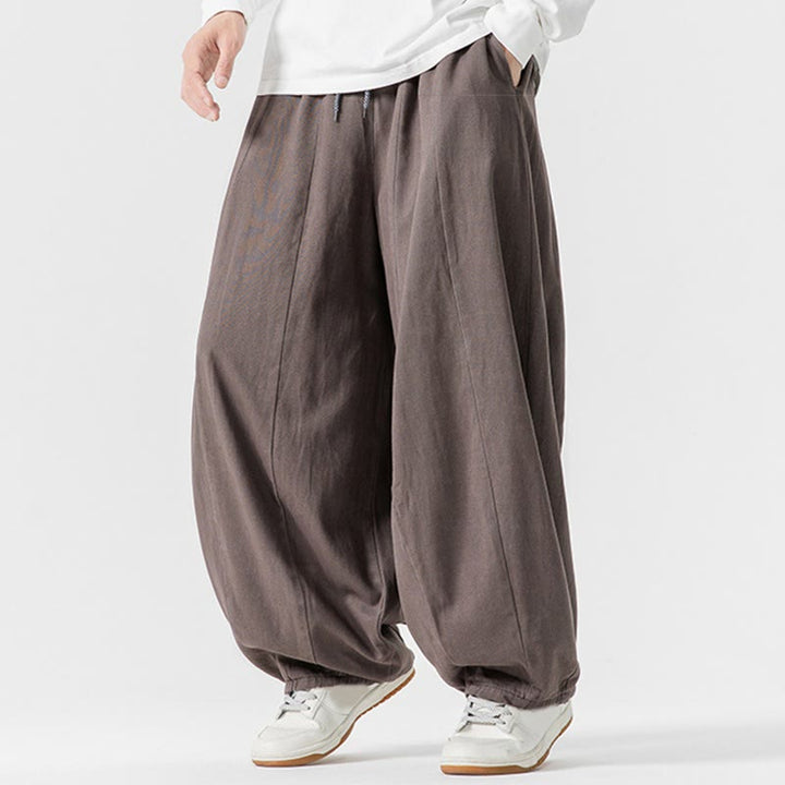 Pantalones harén de algodón con cintura elástica y bolsillos para hombre, color liso, con estampado de Buddha Stones - image 23