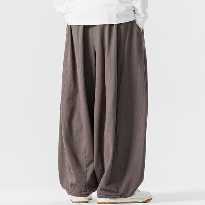 Pantalones harén de algodón con cintura elástica y bolsillos para hombre, color liso, con estampado de Buddha Stones - image 20