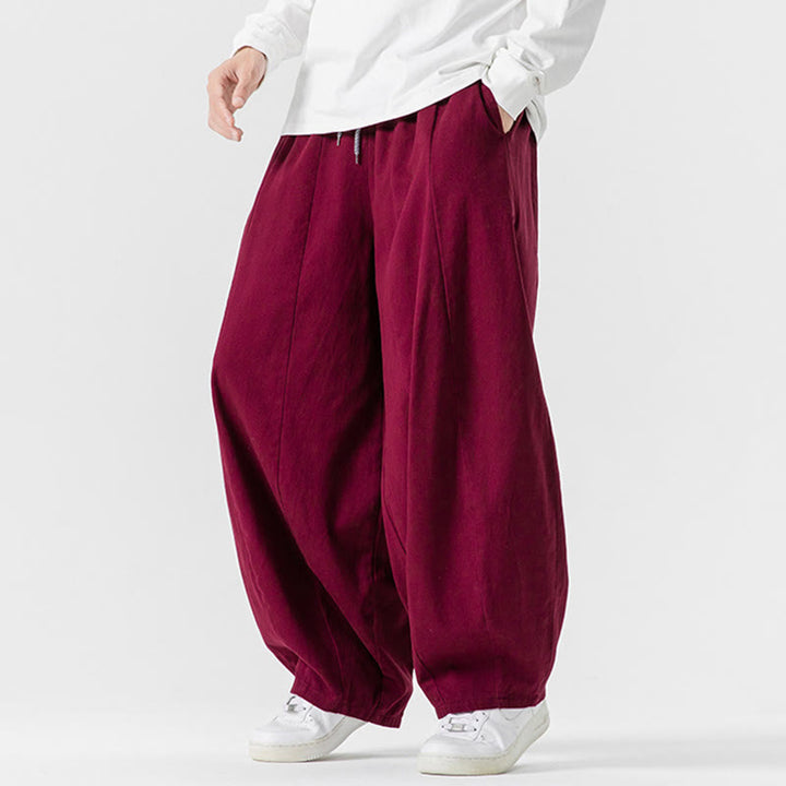 Pantalones harén de algodón con cintura elástica y bolsillos para hombre, color liso, con estampado de Buddha Stones - image 28