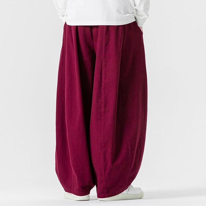 Pantalones harén de algodón con cintura elástica y bolsillos para hombre, color liso, con estampado de Buddha Stones - image 27