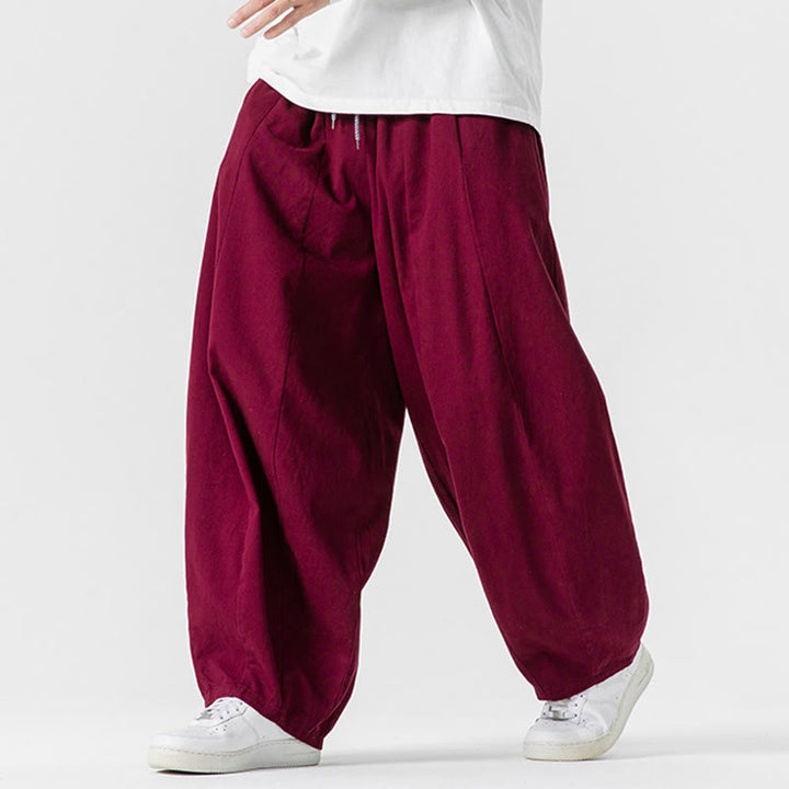 Pantalones harén de algodón con cintura elástica y bolsillos para hombre, color liso, con estampado de Buddha Stones - image 26