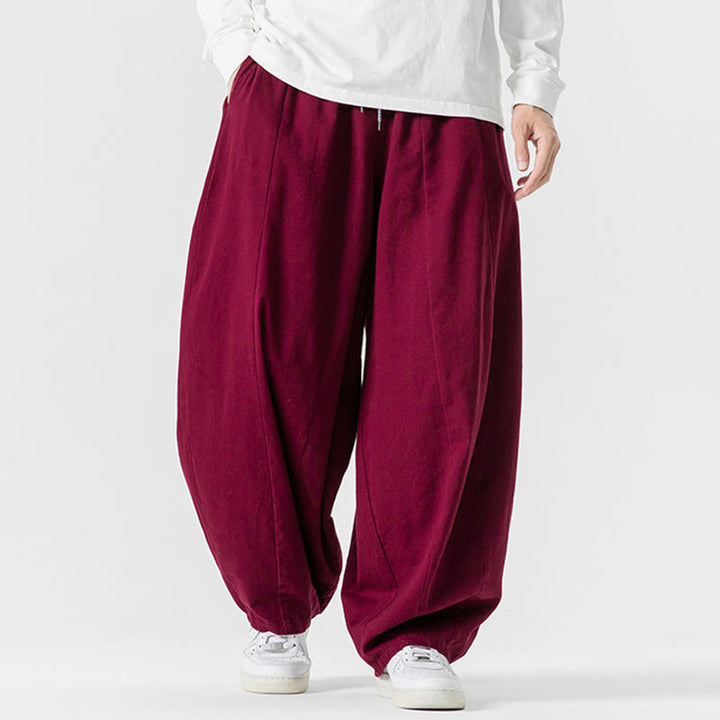 Pantalones harén de algodón con cintura elástica y bolsillos para hombre, color liso, con estampado de Buddha Stones - image 25