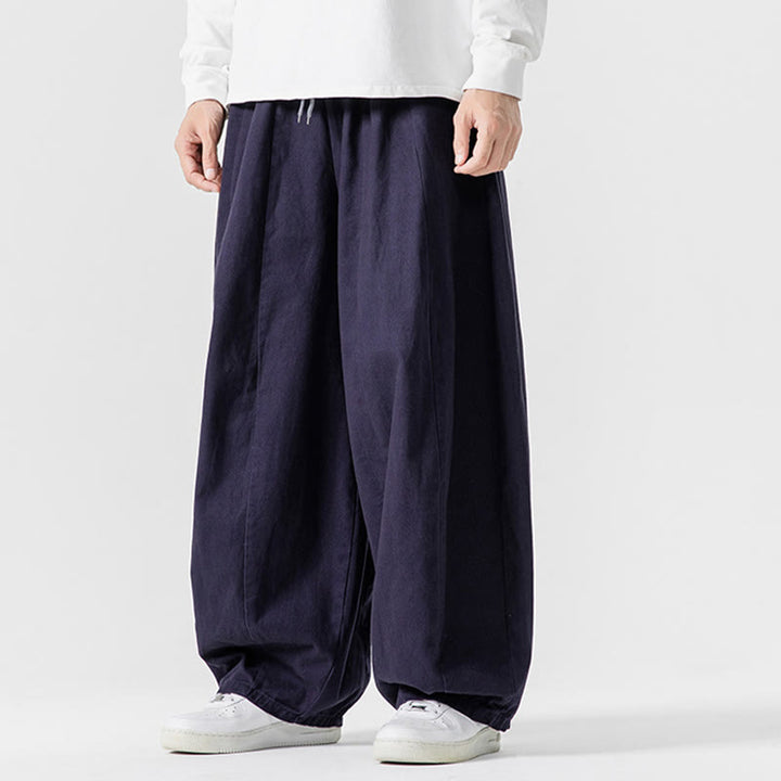 Pantalones harén de algodón con cintura elástica y bolsillos para hombre, color liso, con estampado de Buddha Stones - image 37