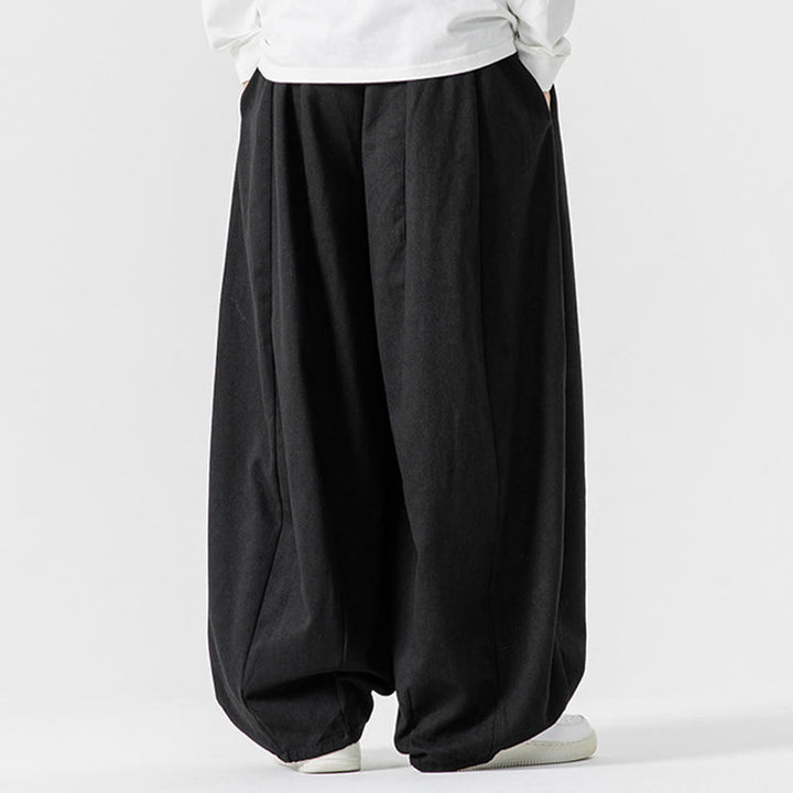 Pantalones harén de algodón con cintura elástica y bolsillos para hombre, color liso, con estampado de Buddha Stones - image 42