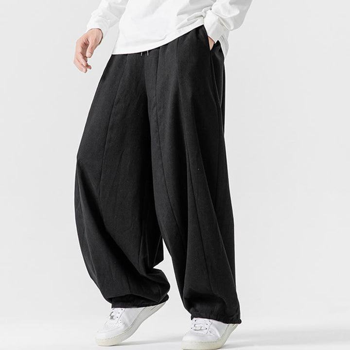 Pantalones harén de algodón con cintura elástica y bolsillos para hombre, color liso, con estampado de Buddha Stones - image 46