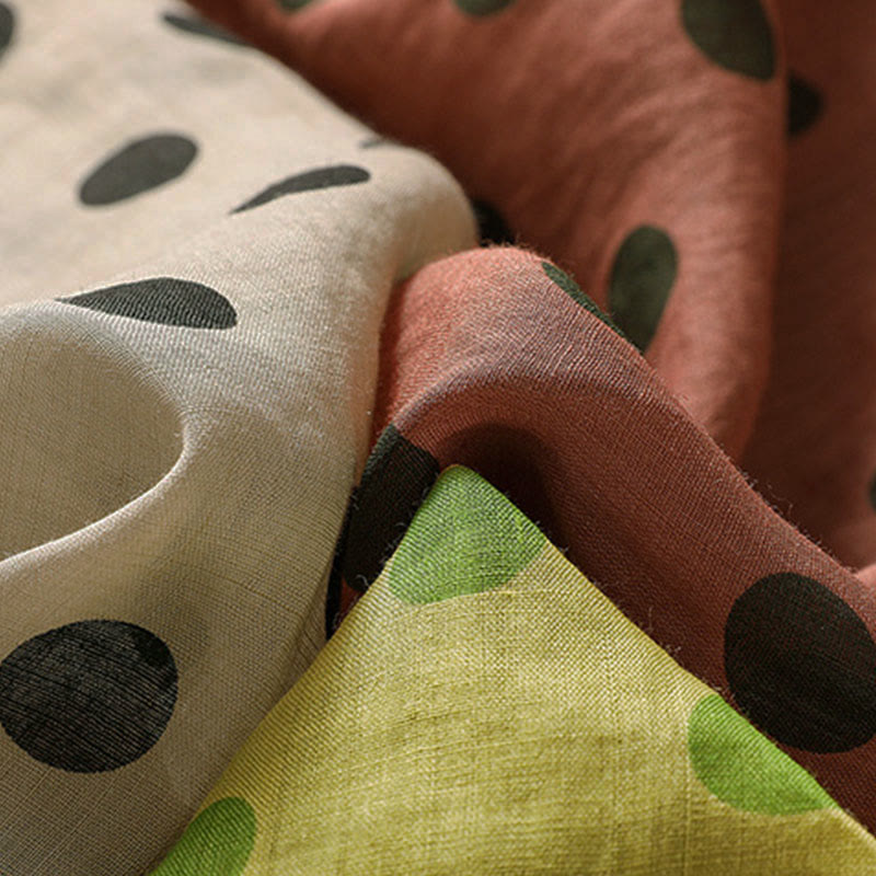 Camisa de poliéster para mujer de manga larga con cuello redondo y lunares de Buddha Stones Fall  - image 25