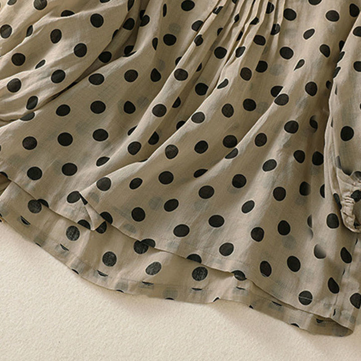 Camisa de poliéster para mujer de manga larga con cuello redondo y lunares de Buddha Stones Fall  - image 23