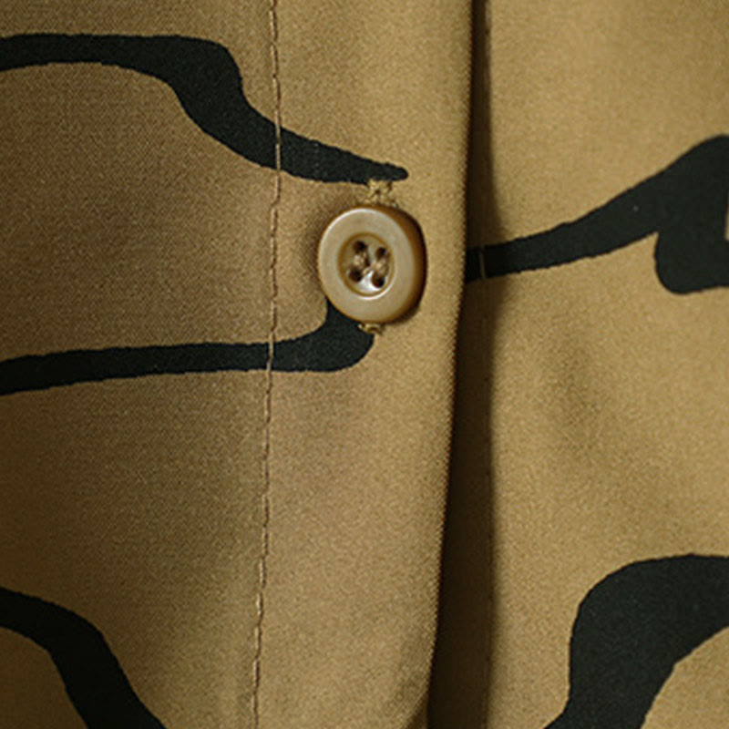 Camisa de algodón y poliéster de manga larga para mujer con cuello alto y estampado de líneas de Buddha Stones para primavera y otoño  - image 14