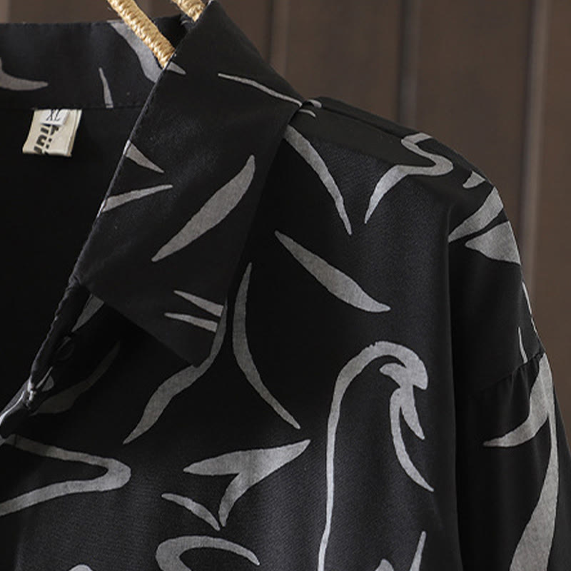 Camisa de algodón y poliéster de manga larga para mujer con cuello alto y estampado de líneas de Buddha Stones para primavera y otoño  - image 18