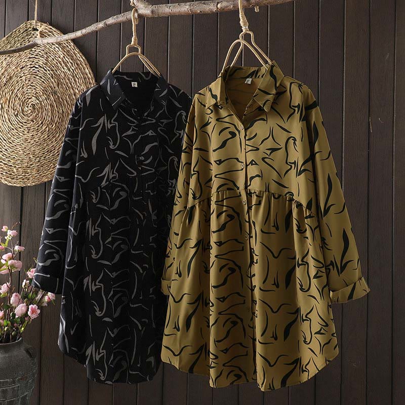 Camisa de manga larga para mujer con estampado de Buddha Stones, cuello alto y diseño de primavera/otoño.  - image 0