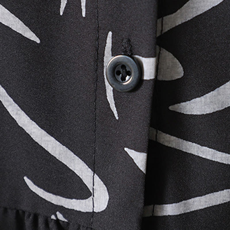 Camisa de algodón y poliéster de manga larga para mujer con cuello alto y estampado de líneas de Buddha Stones para primavera y otoño  - image 19