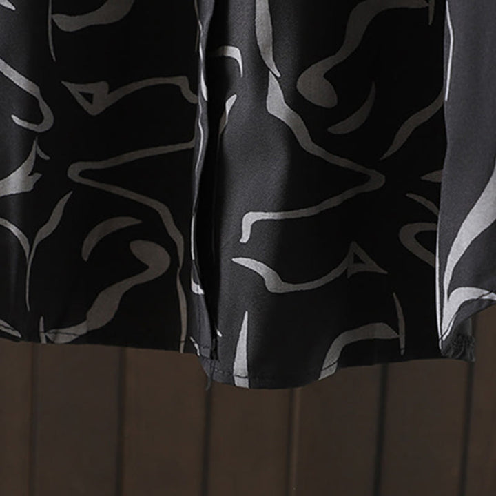 Camisa de algodón y poliéster de manga larga para mujer con cuello alto y estampado de líneas de Buddha Stones para primavera y otoño  - image 22