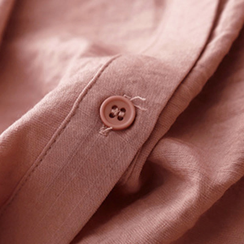 Camisa de algodón y poliéster para mujer, de manga larga, lisa, con cuello alto y estampado de Buddha Stones, primavera y otoño  - image 18