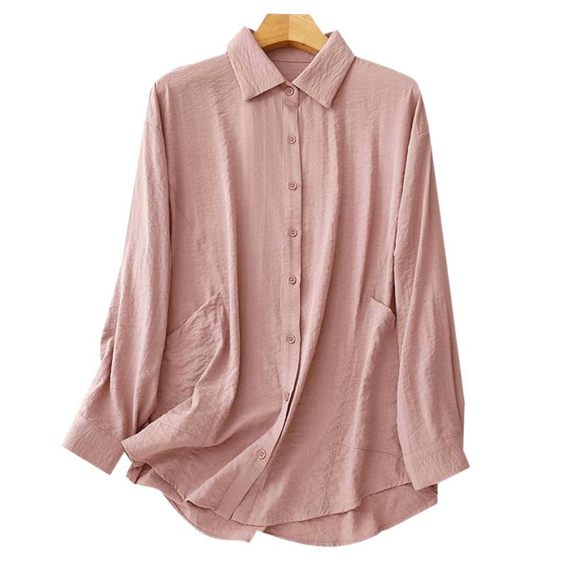 Camisa de algodón y poliéster para mujer, de manga larga, lisa, con cuello alto y estampado de Buddha Stones, primavera y otoño  - image 13