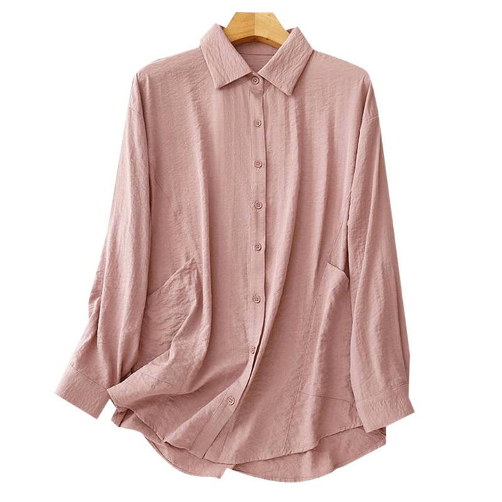 Camisa de algodón y poliéster para mujer, de manga larga, lisa, con cuello alto y estampado de Buddha Stones, primavera y otoño  - image 13