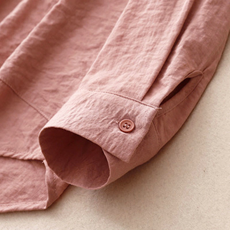 Camisa de algodón y poliéster para mujer, de manga larga, lisa, con cuello alto y estampado de Buddha Stones, primavera y otoño  - image 17