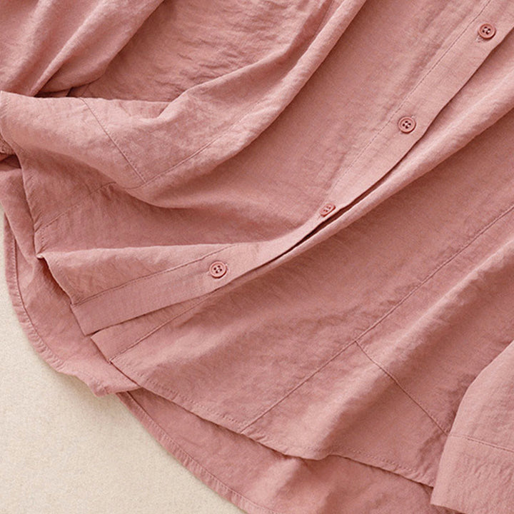 Camisa de algodón y poliéster para mujer, de manga larga, lisa, con cuello alto y estampado de Buddha Stones, primavera y otoño  - image 22