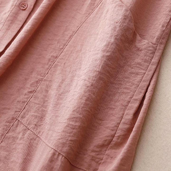 Camisa de algodón y poliéster para mujer, de manga larga, lisa, con cuello alto y estampado de Buddha Stones, primavera y otoño  - image 20