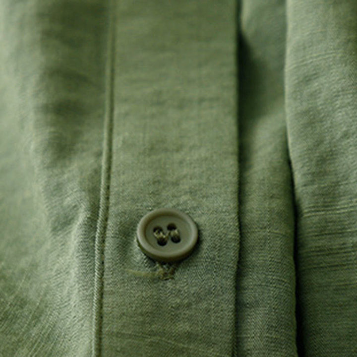 Camisa de algodón y poliéster para mujer, de manga larga, lisa, con cuello alto y estampado de Buddha Stones, primavera y otoño  - image 8