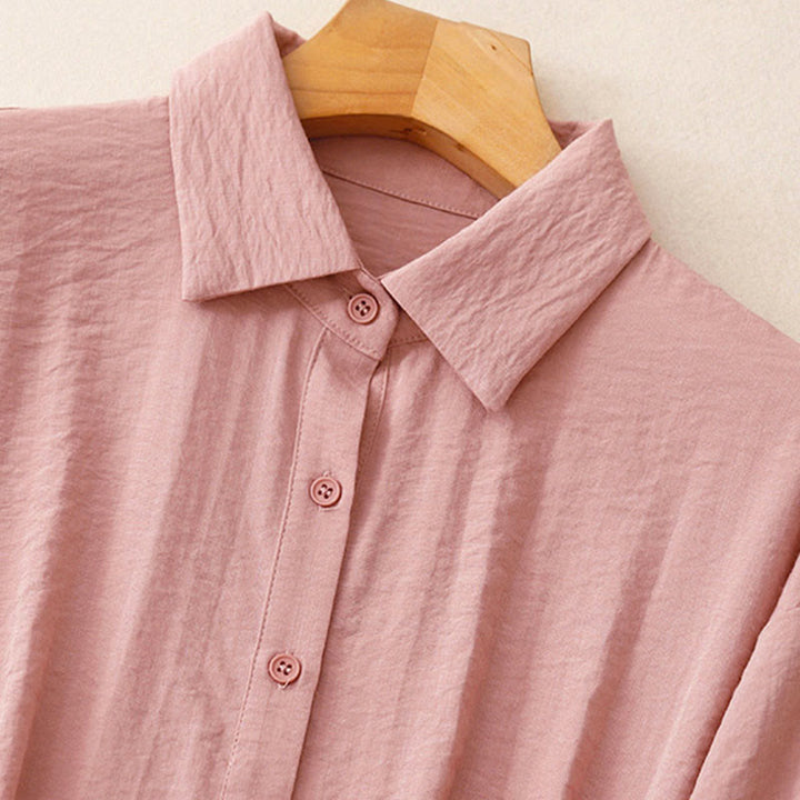 Camisa de algodón y poliéster para mujer, de manga larga, lisa, con cuello alto y estampado de Buddha Stones, primavera y otoño  - image 19