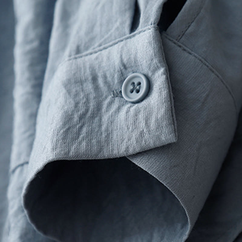 Camisa de algodón y poliéster para mujer, de manga larga, lisa, con cuello alto y estampado de Buddha Stones, primavera y otoño  - image 3