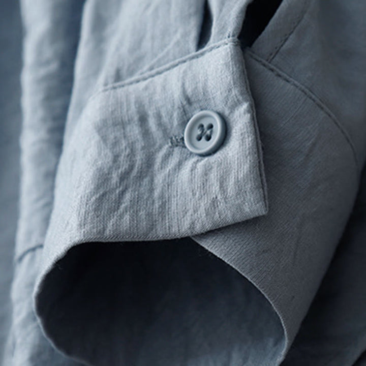 Camisa de algodón y poliéster para mujer, de manga larga, lisa, con cuello alto y estampado de Buddha Stones, primavera y otoño  - image 3