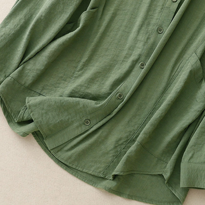 Camisa de algodón y poliéster para mujer, de manga larga, lisa, con cuello alto y estampado de Buddha Stones, primavera y otoño  - image 11