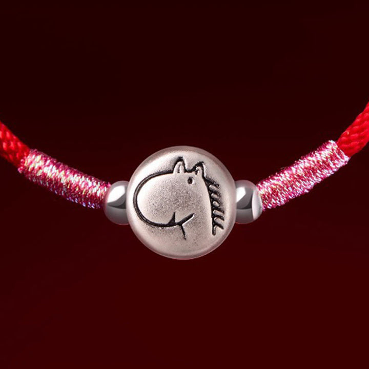 Pulsera de hilo rojo de plata de ley 999 con Buddha Stones del Año del Caballo - image 14