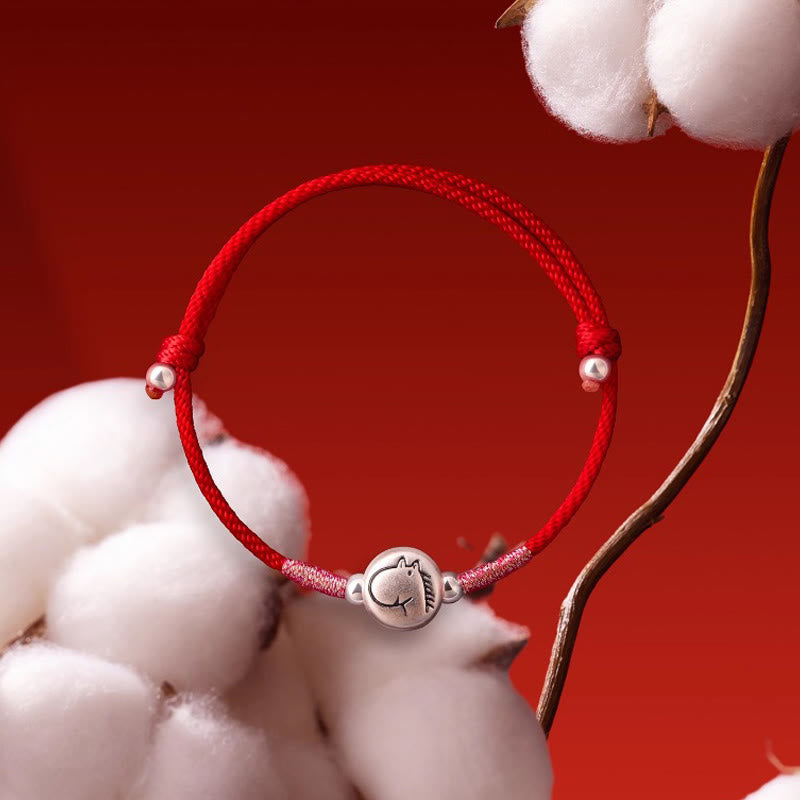 Pulsera de hilo rojo de plata de ley 999 con Buddha Stones del Año del Caballo - image 3