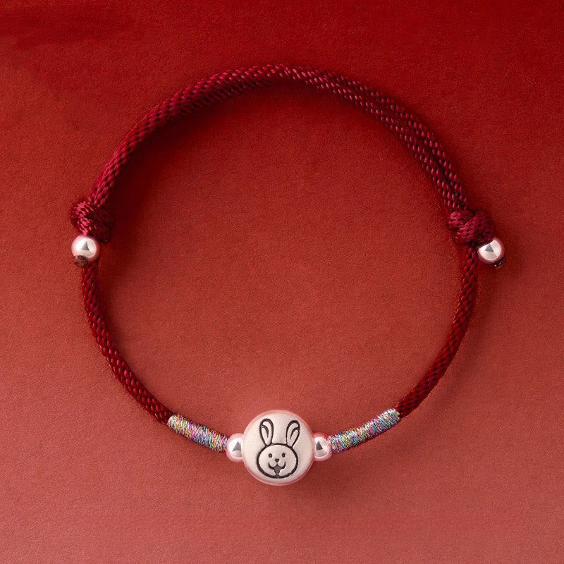 Pulsera de hilo rojo de plata de ley 999 con Buddha Stones del Año del Caballo - Cuerda de conejo rojo oscuro (circunferencia de la muñeca: 14-18 cm) - image 22
