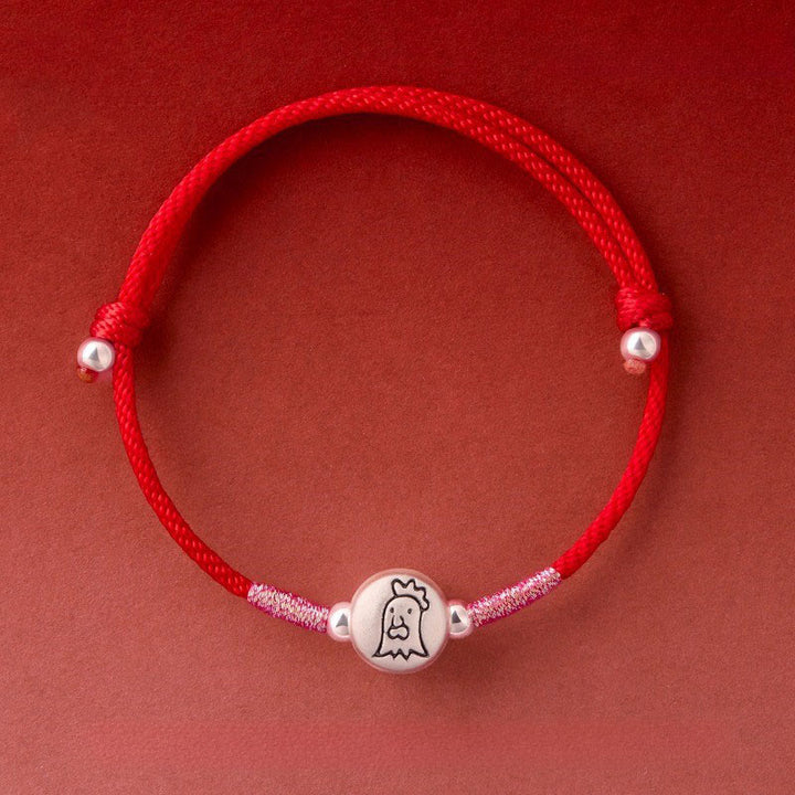 Pulsera de hilo rojo de plata de ley 999 con Buddha Stones del Año del Caballo - Gallo de hilo rojo (circunferencia de la muñeca: 14-18 cm) - image 33
