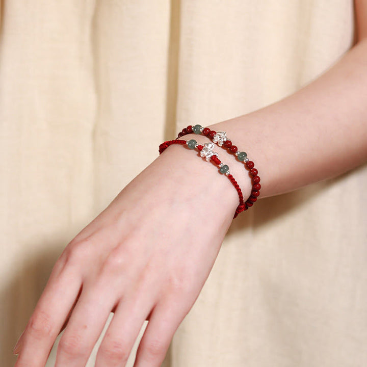 Pulsera de bendición de hilo rojo de jade cinabrio con Buddha Stones del Año del Caballo - image 18