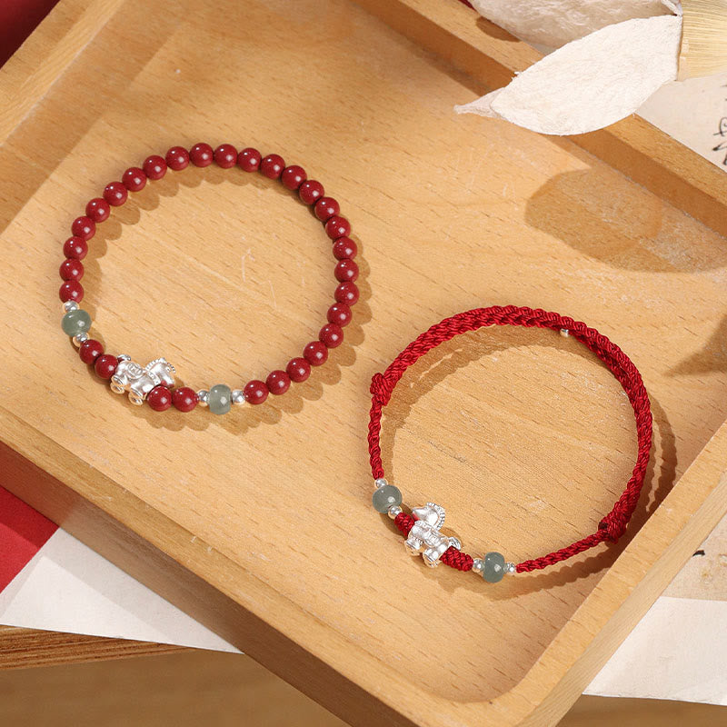 Pulsera de bendición de hilo rojo de jade cinabrio con Buddha Stones del Año del Caballo - image 22