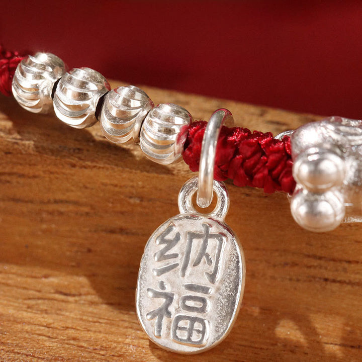 Pulsera de hilo rojo de plata de ley 999 con Buddha Stones y jade hetiano cinabrio del Año del Caballo. - image 13