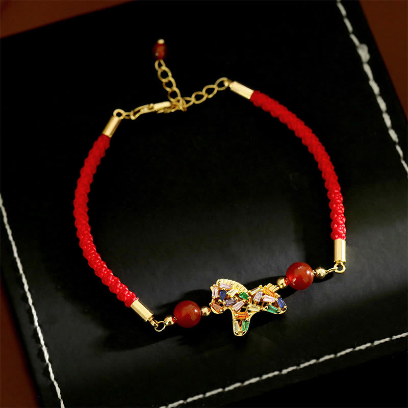 Pulsera de equilibrio de ágata roja y cobre del Año del Caballo con Buddha Stones - image 4