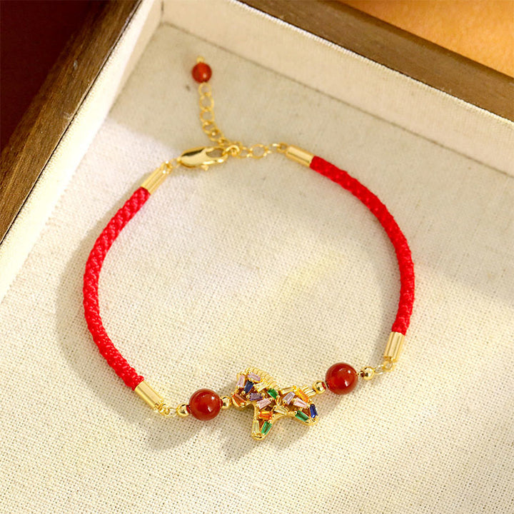 Pulsera de equilibrio de ágata roja y cobre del Año del Caballo con Buddha Stones - Caballo de ágata roja de cobre (circunferencia de la muñeca: 16-19 cm) - image 0